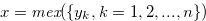 $x = \textit{mex}(\{ y_ k,k=1,2,...,n\} )$