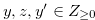 $y,z,y^{\prime } \in Z_{\geq 0}$