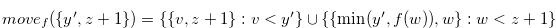 $move_ f(\{ y^{\prime },z+1\} )= \{ \{ v,z+1 \} :v<y^{\prime } \}  \cup \{  \{ \min (y^{\prime }, f(w)),w \} :w<z+1 \} $