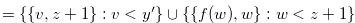 $= \{ \{ v,z+1 \} :v<y^{\prime } \}  \cup \{  \{ f(w),w \} :w<z+1 \} $