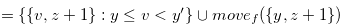 $=\{ \{ v,z+1\} : y \leq v < y^{\prime } \}  \cup move_ f(\{ y,z+1\} )$