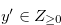$y^{\prime } \in Z_{\geq 0}$