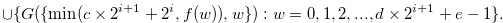 $\displaystyle \cup \{ G(\{  \min (c \times 2^{i+1}+2^ i,f(w)),w \} ):w = 0,1,2,...,d \times 2^{i+1}+e-1 \} . \label{atransgrundy}  $
