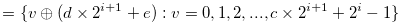 $\displaystyle  (\ref{lastofequation}) = \{ v \oplus (d \times 2^{i+1}+e): v = 0,1,2,...,c \times 2^{i+1}+2^ i-1\}  \nonumber  $