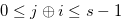 $0 \leq j \oplus i \leq s-1$