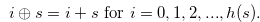 \begin{equation} \label{conditionofs2b} i \oplus s = i + s \text { for } i = 0,1,2,...,h(s). \end{equation}