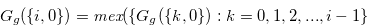 $G_ g(\{ i,0\} )=\textit{mex}(\{ G_ g(\{ k,0\} ):k=0,1,2,...,i-1\} $