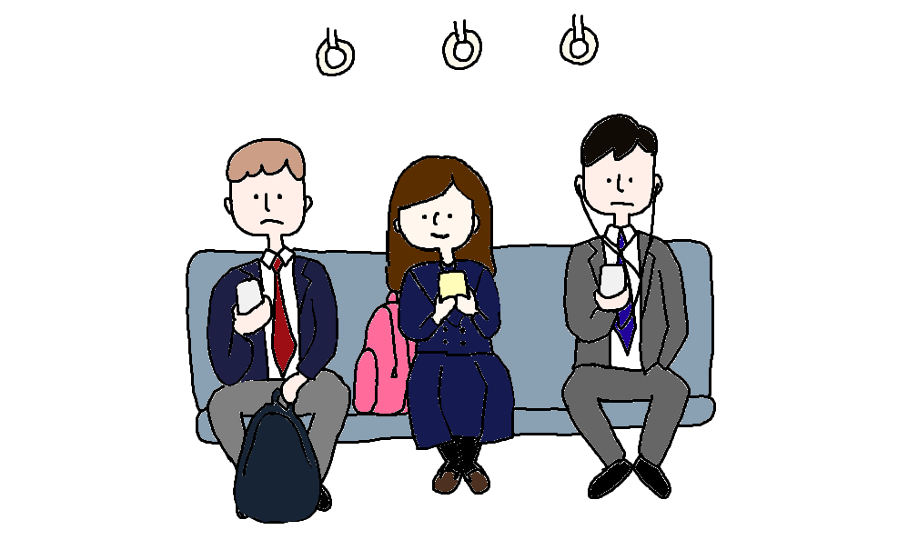電車内の様子のイラスト
