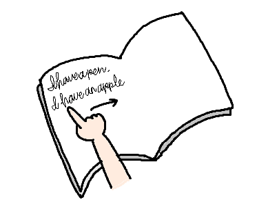 指で文字列を追うイラスト