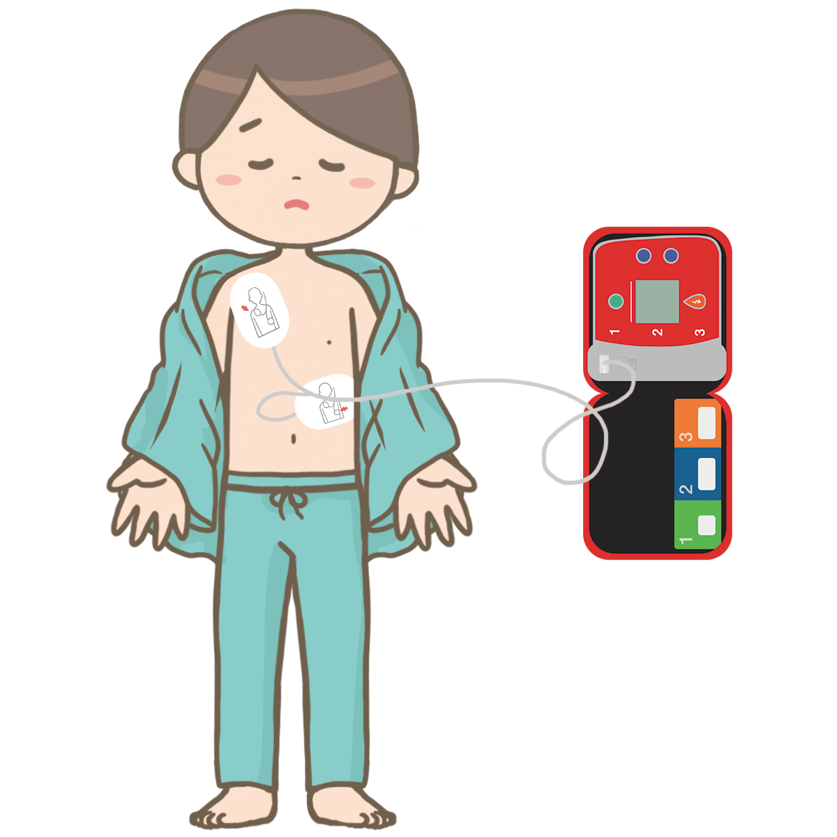 AED使用中のイラスト