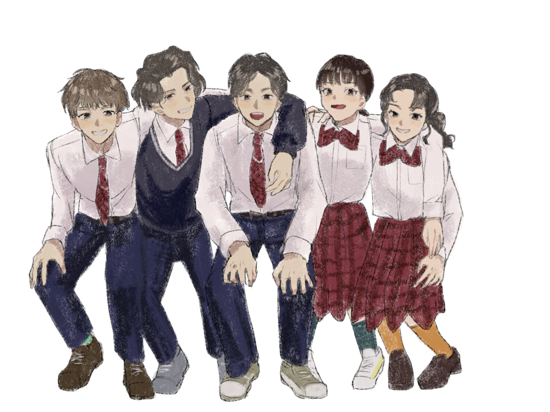 夢パスのメンバー5人が肩を組んでいる絵