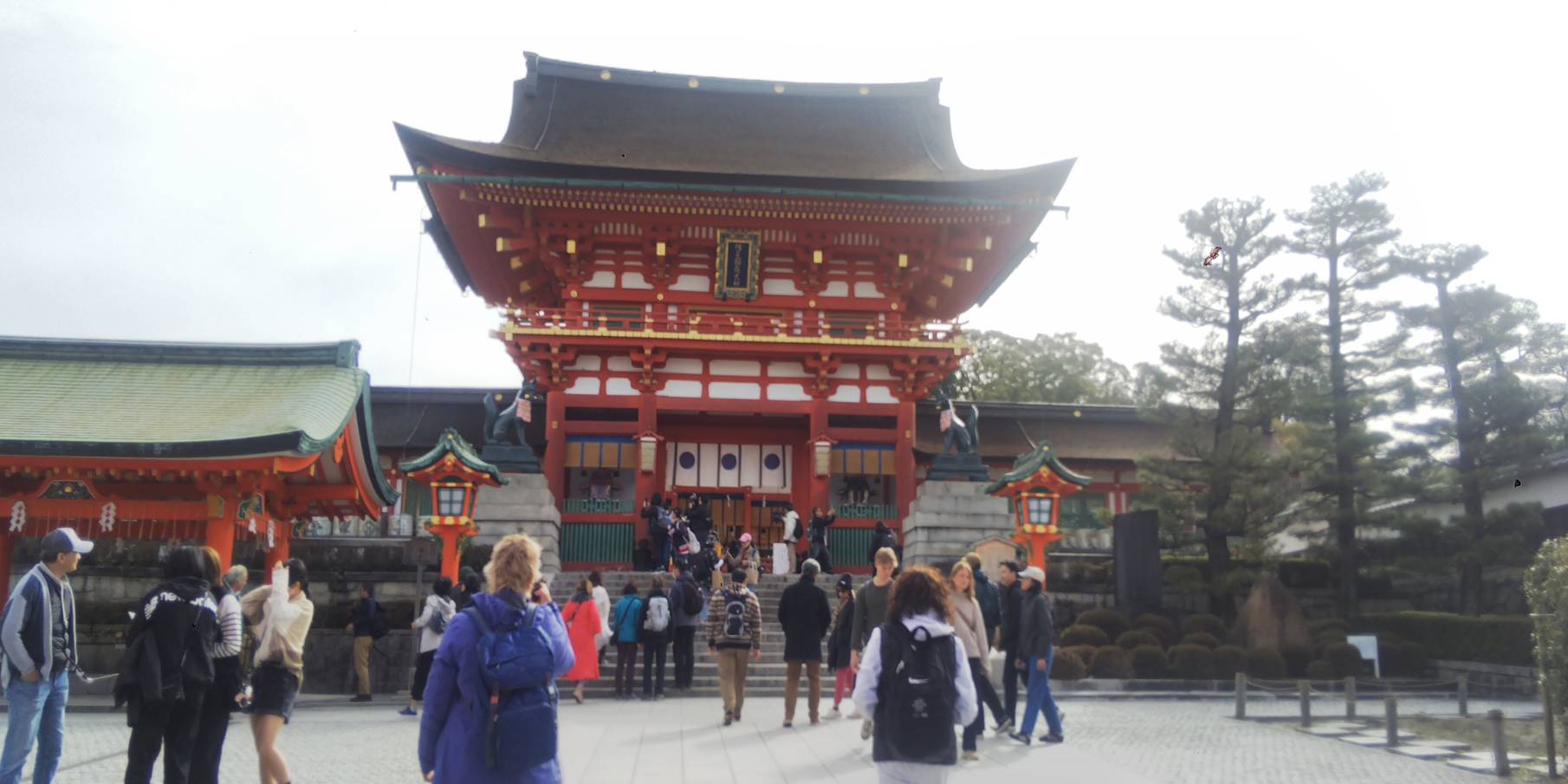 伏見稲荷大社で観光する人たちの様子
